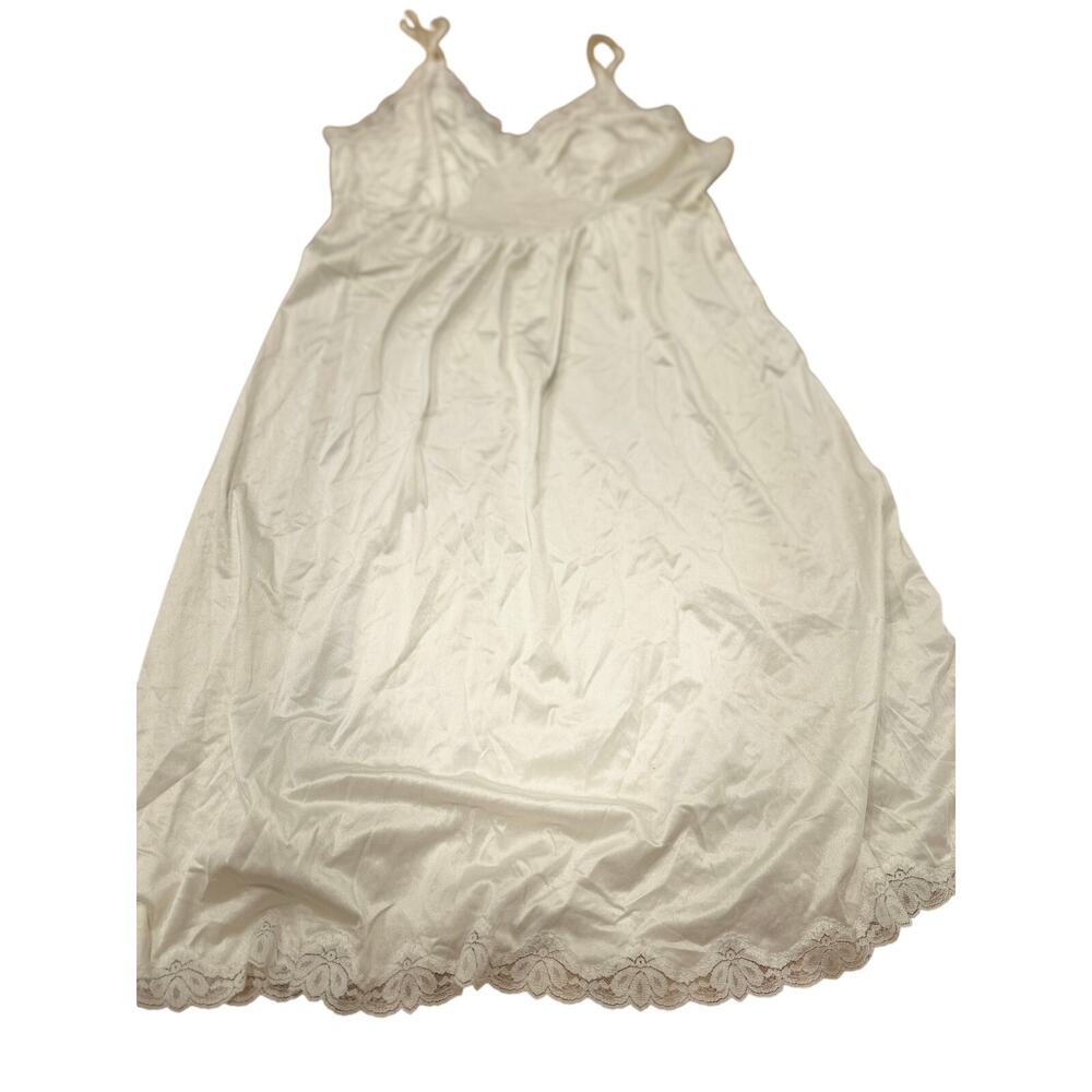 Vintage Sears White Nylon Lace Full Slip Nightgown Made USA